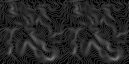 Weather Map Background. Vector Seamless Pattern with Contour Lines. Abstract Linear Topographic Textureのイラスト素材