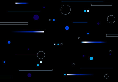 Technology Pattern with Blue Neon Tech Elements on Dark Background. Vector Futuristic Graphic. Abstract Digital Science Textureのイラスト素材