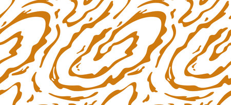Wavy Caramel Pattern. Vector Swirl Toffee Splash Background. Abstract Illustration of Liquid Salted Caramel, Melted Peanut Butter, Sweet Honey, Chocolate Milk or Maple Sauceのイラスト素材