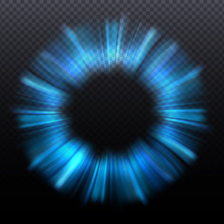 Vector Circle Burst with Shiny Light. Abstract Glowing Energy Rays Effect on Dark Background.のイラスト素材