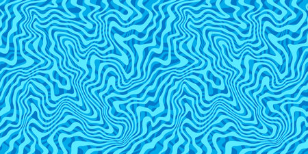 Seamless Water Pattern with Wavy Lines. Vector Water Ripple Texture. Abstract Blue Pool Surfaceのイラスト素材
