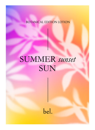 Summer Tropical Gradient. Vector Poster with Holographic Background. Neon Colored Bg with Tree Leaves. Summer Holiday Aestheticのイラスト素材