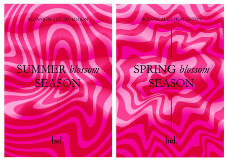 Bright Pink 3d Gradient Backgrounds Set. Vector Neon Colored Posters. Abstract Bg with Splashes Waves.Abstract Y2k Art Design for Posters, Banners and Packaging for Valentines Dayのイラスト素材