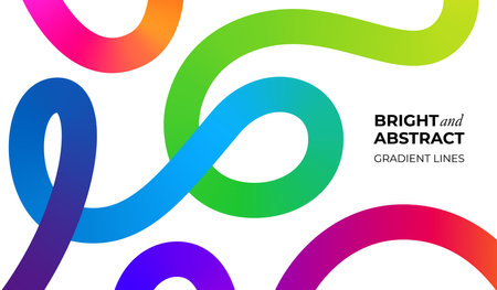 Color Lines with Gradient. Abstract Modern Shapes. Vector Background with Color Dynamic Ribbon. Flowing Spiral Strokesのイラスト素材