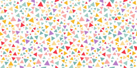 Geometric Seamless Pattern. Vector Abstract Background with Triangle Shapes. Vibrant Colorful Random Colored Textureのイラスト素材