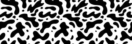 Cow Seamless Texture. Abstract Vector Black and White Pattern. Illustration for Dairy Milk Package. Cow Skin Backgroundのイラスト素材