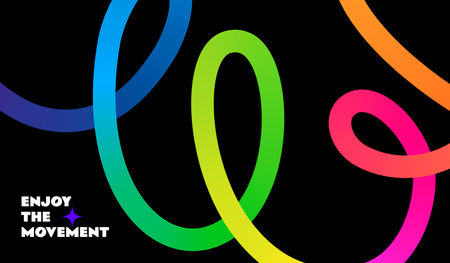 Abstract Background with Dynamic Colorful Swirl Line Shapes. Vector Geometric Pattern with Squiggle Gradient Elements.のイラスト素材