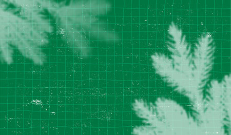 Christmas Tree White Branch on Green Modern Checkered Pattern. Xmas Holiday Card Background. Merry Christmas Banner Design of Collage on Pine Tree and Geometric Textureのイラスト素材