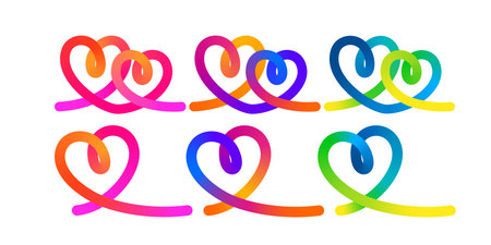 Abstract Heart Shaped Lines with Gradient. 3D Love Swirl Symbol. Vector Design Element for Logos, Icons, Borders, Frames and Backgroundsのイラスト素材