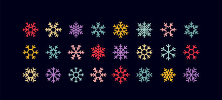 Vector Snow Flakes Icon. Winter Holidays Design Element. Frozen Ice Graphic. Snowflakes Symbolのイラスト素材