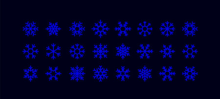 Snow Flake Vector Icons Set - Winter Snowflake Illustration - Line Snow Flake Symbolsのイラスト素材