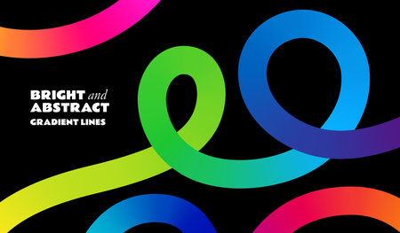 Abstract Background with Color Gradient Lines. Vector Squiggle Graphic Shapes. 3D Wave Pattern. Curve and Fun Design Elementsのイラスト素材