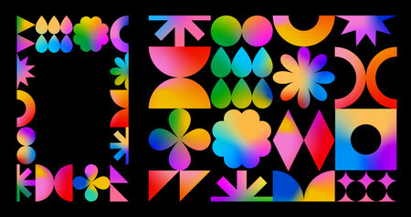 Abstract Modern Shapes with Gradient. Minimal Graphic Design. Colorful Geometric Pattern. Simple Graphic with Color Gradientのイラスト素材