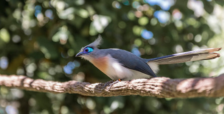 Colourful, tropical bird, perched on a branch, in a hot country