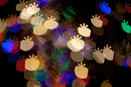 Red, White, Blue, Green, Pink, Yellow Christmas Presents Lights Bokeh