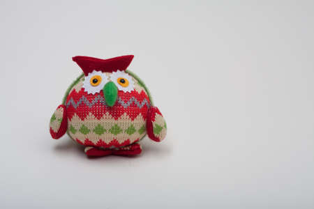 Owl With Zigzag Pattern on White Background Horizontalの写真素材