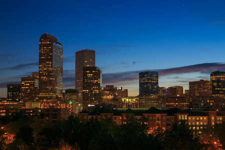 Downtown Denver Skyline at Duskの写真素材