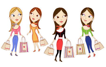 Shopping fashion girlsのイラスト素材