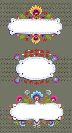 Frame Banner With Folk Patterのイラスト素材