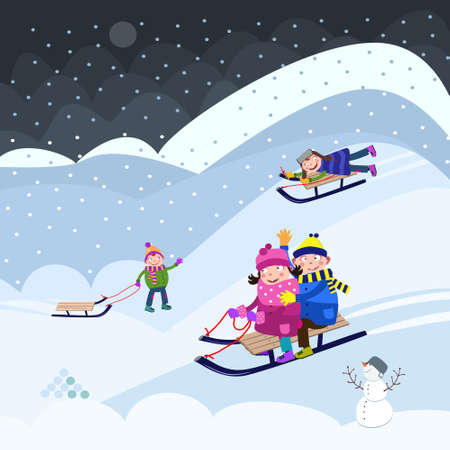 Fun tobogganing のイラスト素材
