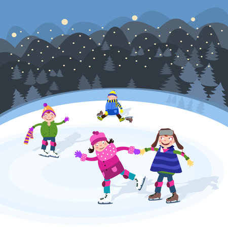  Ice skating のイラスト素材