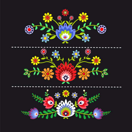 folk pattern with flowers - optionsのイラスト素材