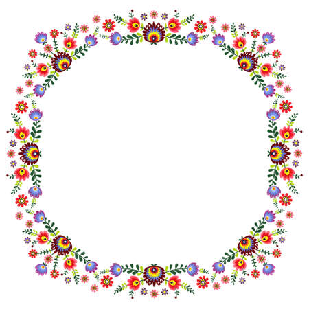 folk pattern - frame with flowersのイラスト素材