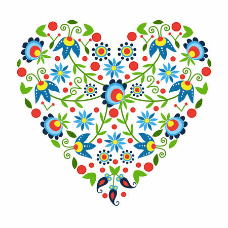 folk pattern in Kaszuba - heartのイラスト素材