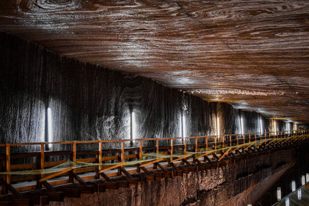 Saline walls in the salt mineの写真素材