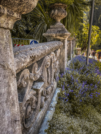 Lake Como, Italy, garden in the parkの写真素材