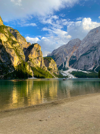 Lago di Braies. Italy. mountain lake in the mountains