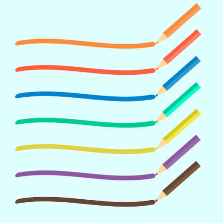 Colored pencils bright colorful setのイラスト素材