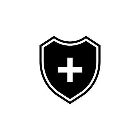 Medical shield with cross icon isolated on white backgroundのイラスト素材
