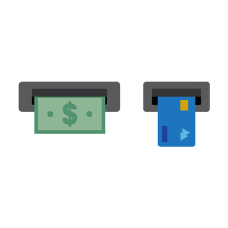 Withdraw money from ATM isolated on white background. Vector illustrationのイラスト素材