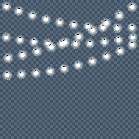 Christmas lights, garlands isolated. Vector illustrationのイラスト素材