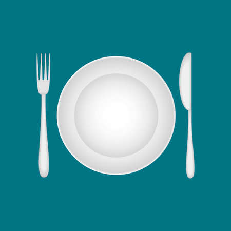Plate with a fork and knife vector illustrationのイラスト素材