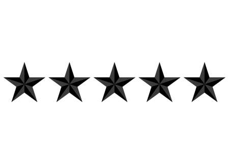 Rating stars. Five black rating star vector illustration on whiteのイラスト素材