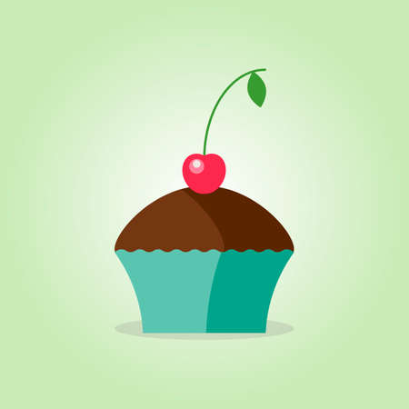 Chocolate muffin with cherry vector illustrationのイラスト素材