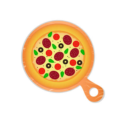 Pizza icon vector isolated on white backgroundのイラスト素材