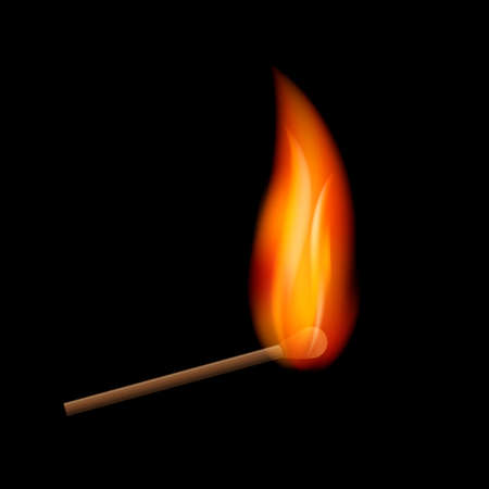Burning match vector on black backgroundのイラスト素材