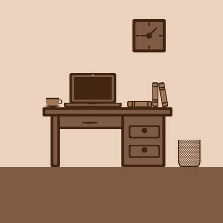 Flat desktop home office vector illustration.のイラスト素材