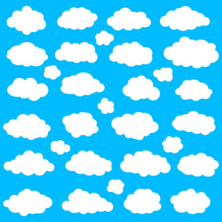 Clouds icon vector on blue backgroundのイラスト素材