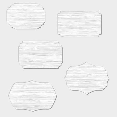 Set of 5 shapes wooden sign boards. Vector illustrationのイラスト素材