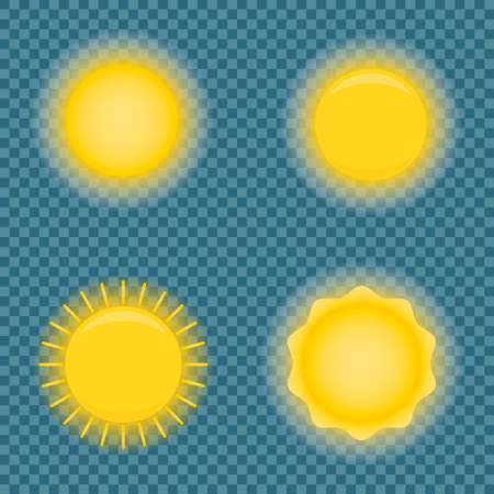 Set of glossy sun icons vectorのイラスト素材