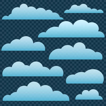 Clouds icon vector on blue backgroundのイラスト素材