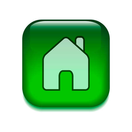 House button icon. Glossy home button icon isolated on white background. Vector illustrationのイラスト素材