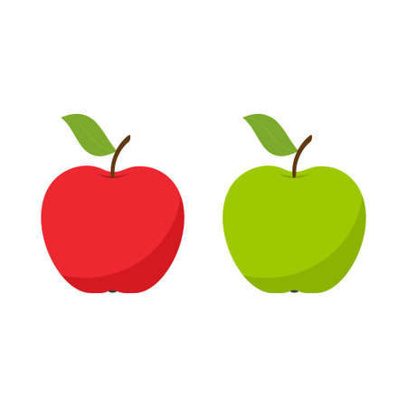 Red and green apple icon isolated on a white background. Vector illustrationのイラスト素材