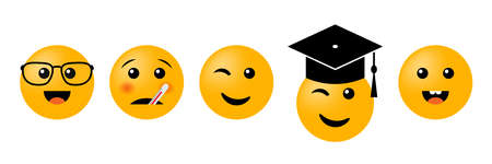 Set of emoticons isolated on white background. Vector illustrationのイラスト素材