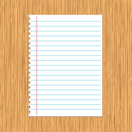 Sheet of paper on wooden desk. Vector illustrationのイラスト素材