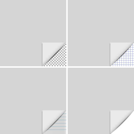 Page curl with shadow on a blank sheet of paper. Vector illustrationのイラスト素材